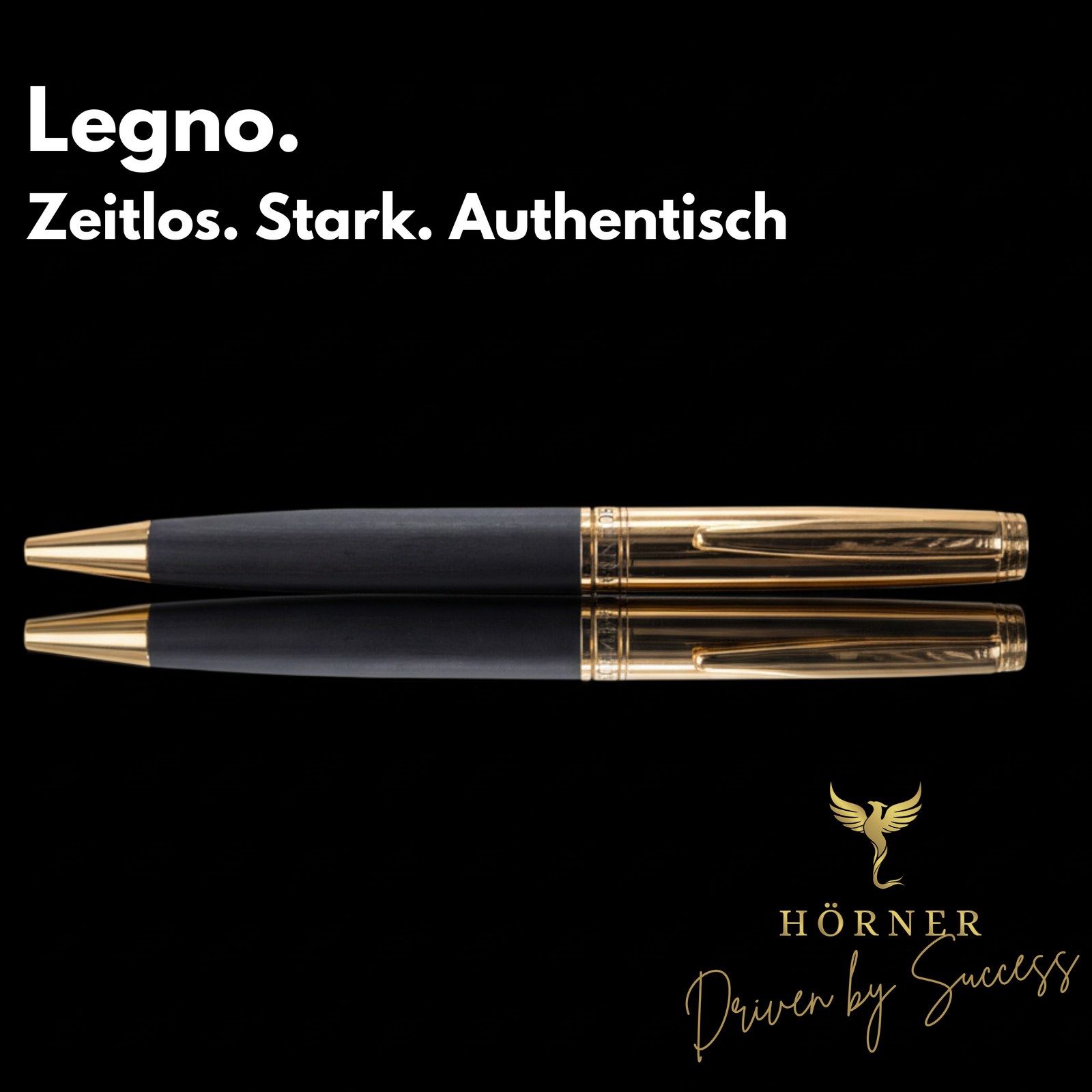 Hörner Legno Ebenholz Kugelschreiber mit vergoldeten Beschlägen