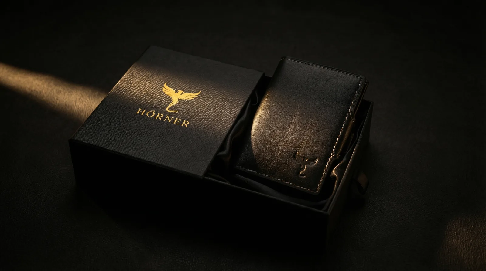 Hörner Luxor Leder-Geldbörse in Geschenkbox mit Phoenix-Logo