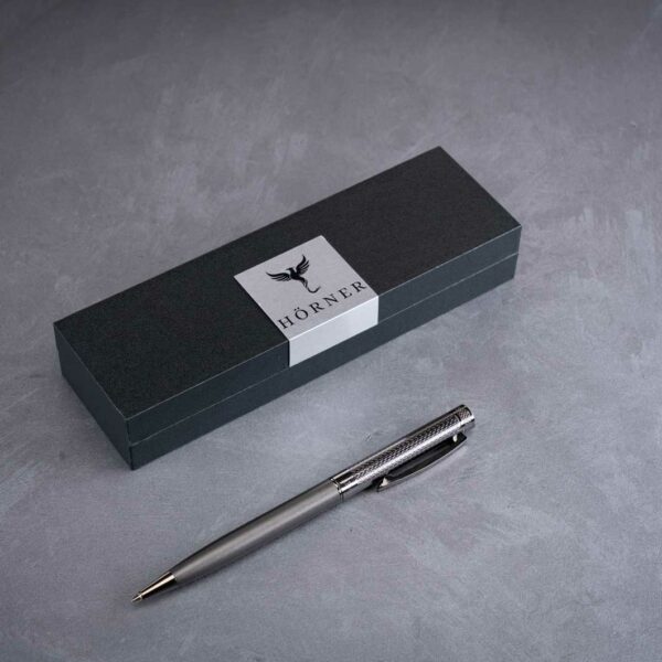 Kugelschreiber versilbert Schreibwaren Stift aus Metall Kuli mit Etui Geschenk 