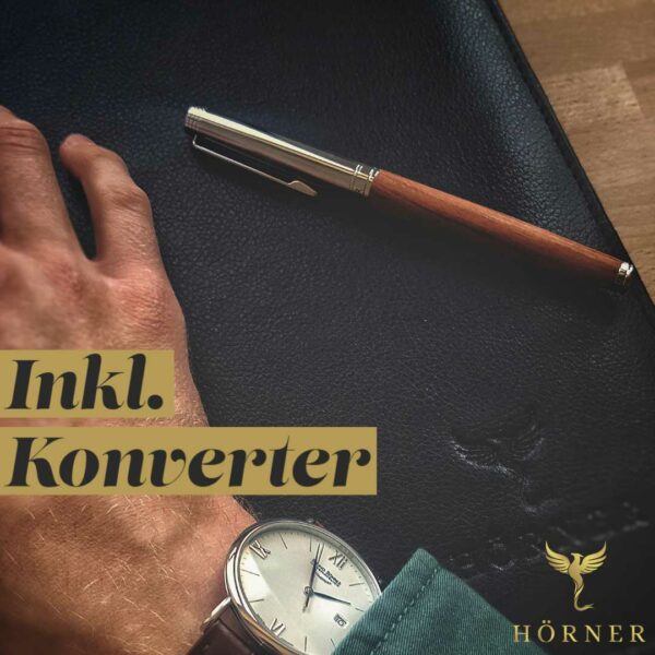 Hörner Legno Holz Füller I Mit Konverter I Gravur I Werbegeschenk I Hochwertige Verarbeitung I Feder Made in Germany