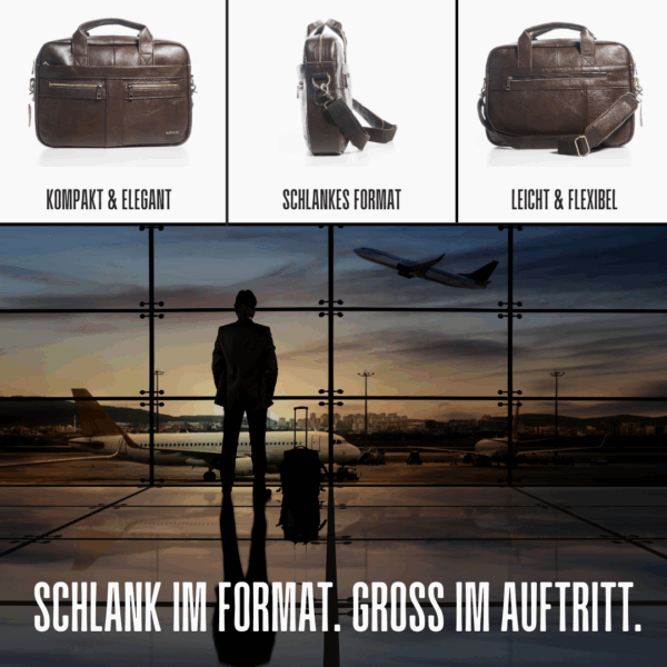 Dresden Cognac Aktentasche I Schlankes Format