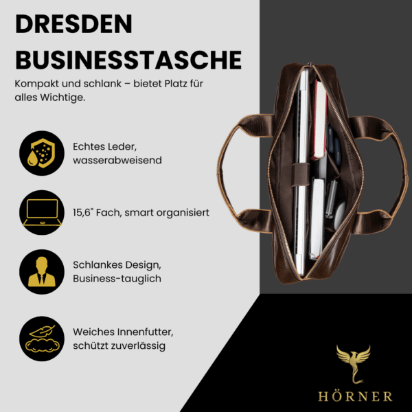 Dresden Cognac Businesstasche I Echtes Leder