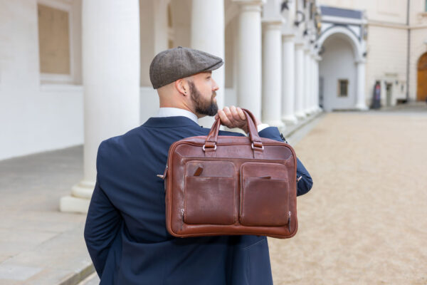 Hamburg Laptoptasche Leder Cognac