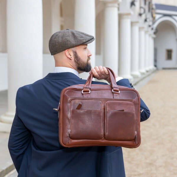 Hamburg Laptoptasche Leder Cognac