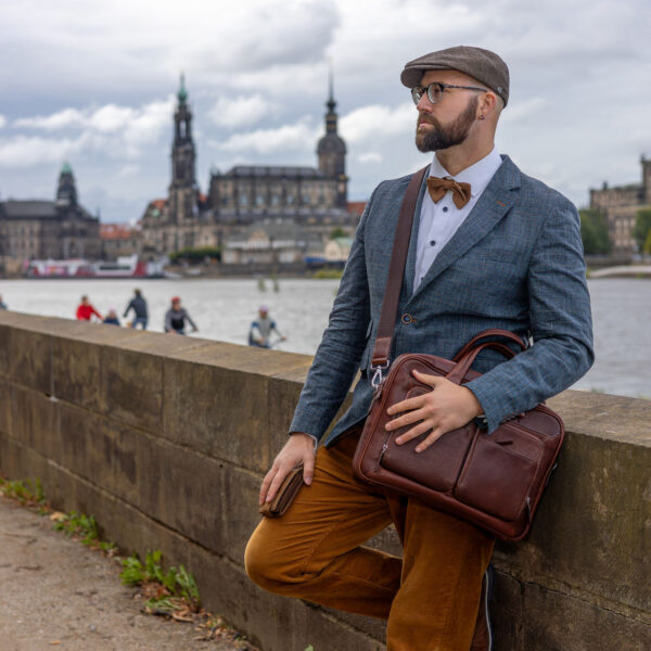 Hamburg Laptoptasche Leder Cognac