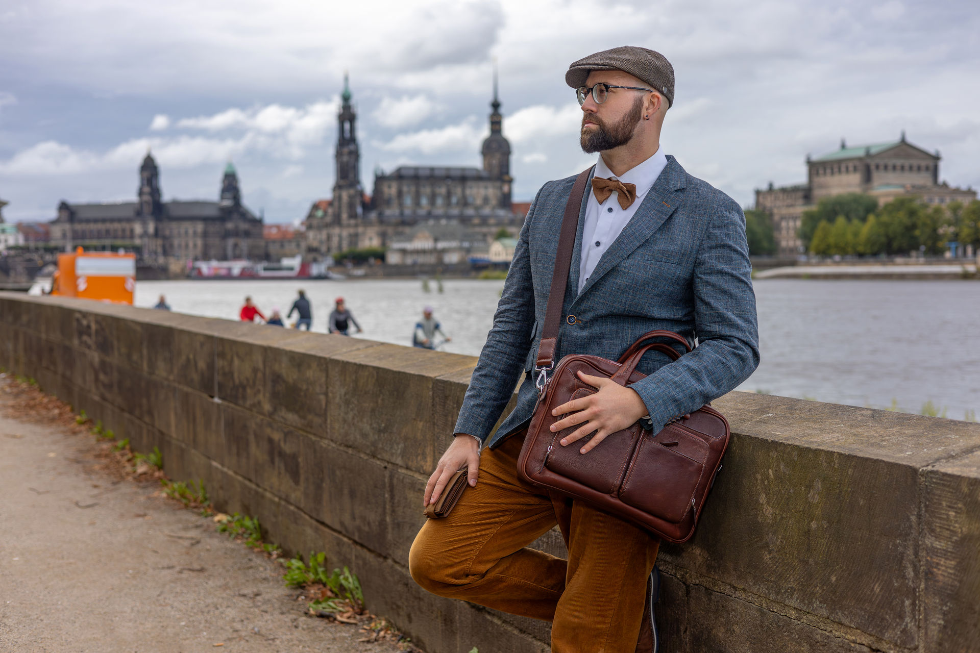 Hamburg Laptoptasche Leder Cognac