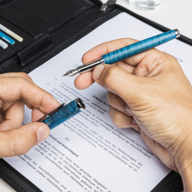 Hörner Oceanus Füllfederhalter I Füller in Blau I Holz Füllhalter