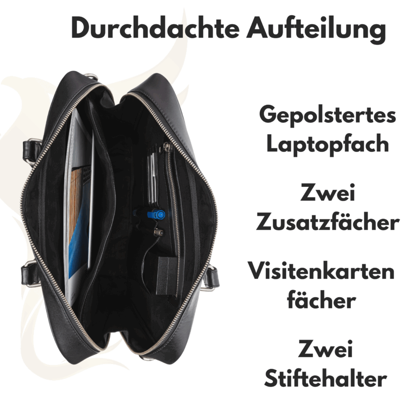 Hörner Hannover Innenansicht mit Laptopfach, Kartenfächern und Stiftelaschen