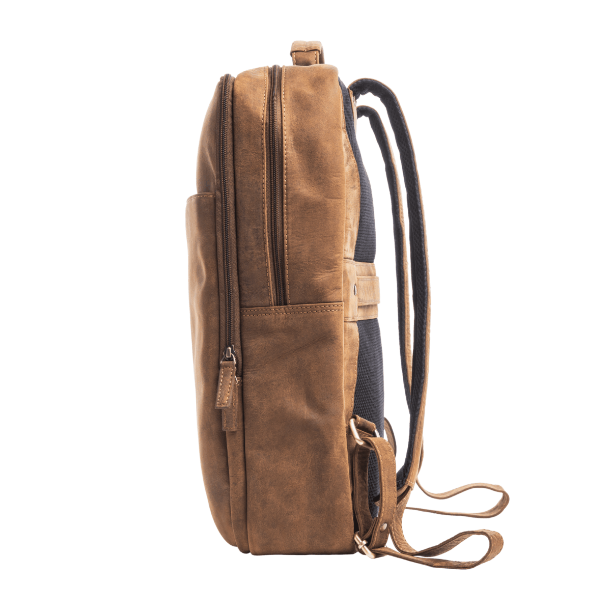 Saxum Vintage Lederrucksack braun, Detail mit eingeprägtem Logo