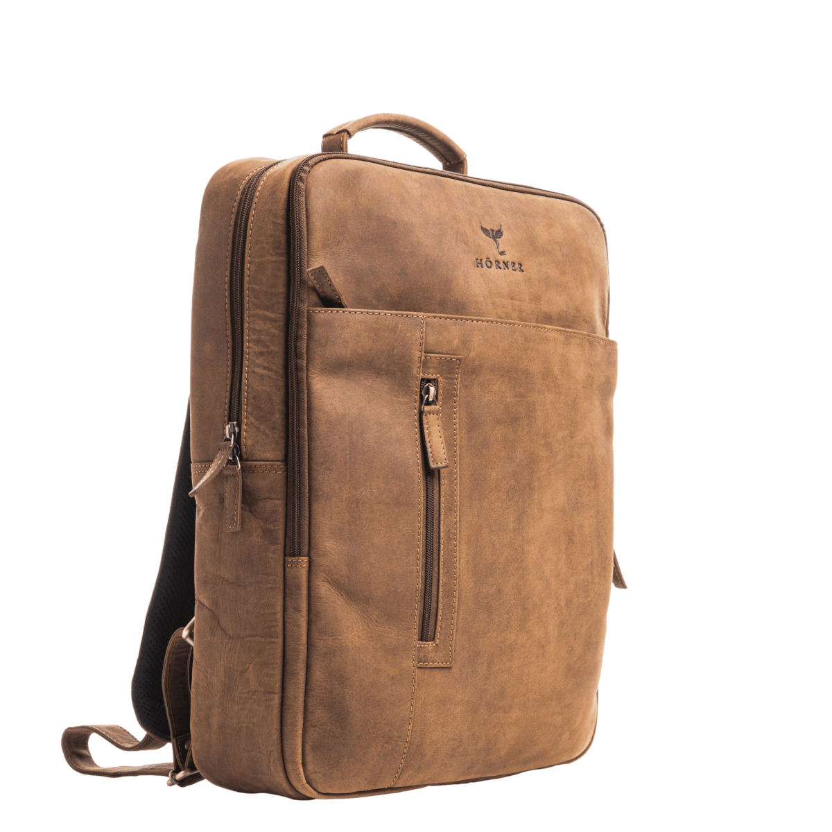 Saxum Reiserucksack braun, Seitenansicht mit 15 cm Tiefe