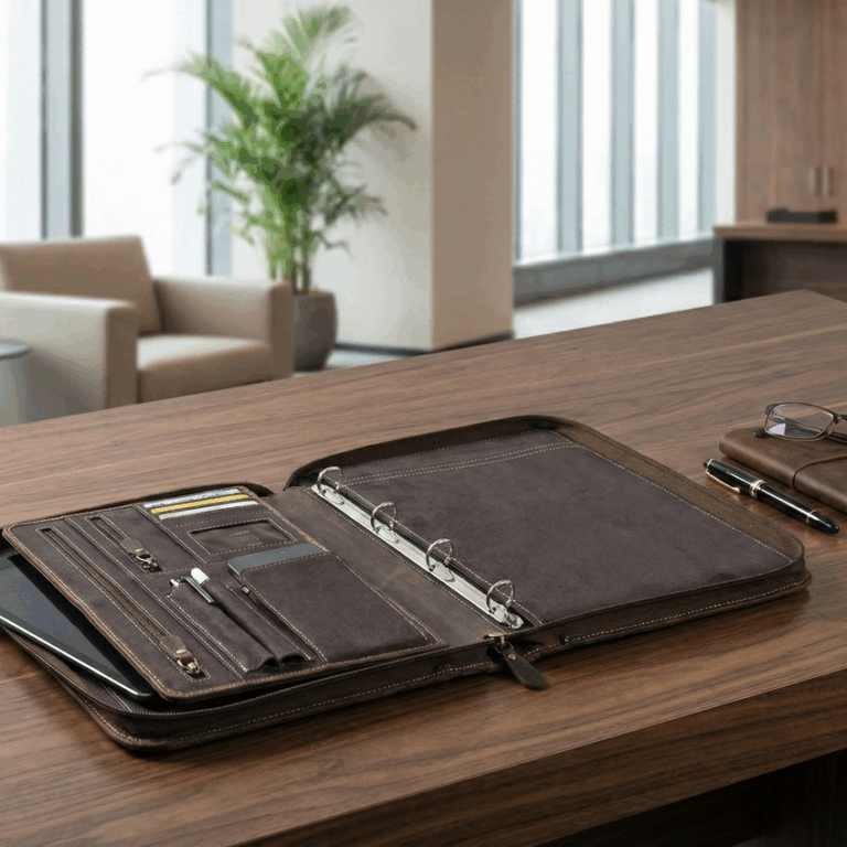 Konferenzmappe Oslo aus echtem Leder für Geschäftspapiere