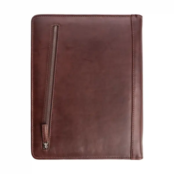 Paris Konferenzmappe Cognac Rückseite Leder-Textur