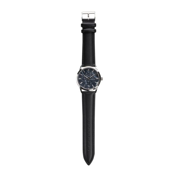 Hörner Nova Midnight Herren-Armbanduhr mit tiefschwarzem Zifferblatt in Perlmutt-Optik auf weißem Hintergrund